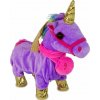 LeanToys Interaktivní plyšový jednorožec fialový kůň se zlatými křídly LEAN Toys
