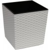 Kvetináč UH 250x250 mm JUKA biely výška 250 mm ratan štvorcový