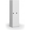 Kovová šatníková skrinka S1 zúžená, 2 oddiely, 1850 x 500 x 500 mm, demont, zámok s čítačkou RFID kariet, laminované dvere, biela