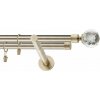 Mosadzná dvojradová garniža CRYSTAL 19mm Dĺžka: 400cm, Typ uchytenia: Držiak dvojitý modern, Typ príslušenstva: Bez príslušenstva