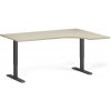Rohový výškovo nastaviteľný stôl, 160x120 cm, 1 motor, L/P, čierna podnož, dub prírodný
