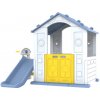 Detský domček so šmýkačkou a drezom – modrá strecha