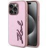 Karl Lagerfeld Wrinkled PU Signature Logo Zadní Kryt pro iPhone 15 Pro Pink KLHCP15LPFMFBKMP