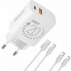 OBAL:ME Cestovná Nabíjačka USB-A + USB-C 20W + 2x kábel 1m White 8596311273469