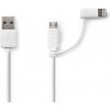 Nedis CCGP39400WT10 - Synchronizační a Nabíjecí Kabel 2 v 1 | USB A Zástrčka - Micro B Zástrčka / Apple Lightning 8-pin