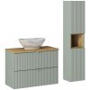 Comad Kúpeľňová zostava Line Reed Green 80 cm so skrinkami a umývadlom zelená/dub evoke