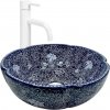 REA Sevilla keramické okrúhle umývadlo na dosku priemer 42,5cm Modré lesk/Biely Vzor U7505 REA-U7505