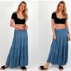 Dlhá maxi letné španielska sukňa zo vzdušného materiálu s volánikmi ZIZI266 Farba: Jeans, Veľkosť: Universal