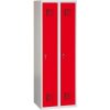 Svařovaná šatníková skriňa Raphael, 2 oddíly, cylindrický zámok, šedá/červená
