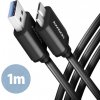 AXAGON BUMM3-AM10AB, SPEED kabel Micro-B USB USB-A, 1m, USB 3.2 GEN 1, 3A, ALU, tpe, černý BUMM3-AM10AB