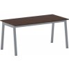 Rokovací kancelársky stôl PRIMO BASIC, 160x80 cm, sivostrieborná podnož, orech