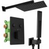 Rea Fenix Davis, podomietkový sprchový set + box s dažďovou a ručnou sprchou, čierna matná, REA-P6357