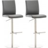 Sada 2 barových stoličiek Cadiz z umelej kože nerez, sivá