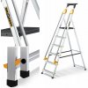 Hliníkový rebrík profesionálny s madlami, 6-stupňový DRABEST, nosnosť 150 kg