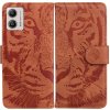 Peňaženkové kožené puzdro Tiger Embossing na Motorola Moto G13 / G23 / G53 5G - Hnedá