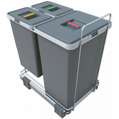 Elletipi Vstavaný odpadkový kôš ECOFIL - výsuvný, s rámom, 24+8+8 L, PF01 44B2
