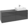 VILLEROY & BOCH Collaro závesná skrinka pod umývadlo na dosku (umývadlo vpravo), 4 zásuvky, 1600 x 500 x 548 mm, Glossy Grey, C13600FP