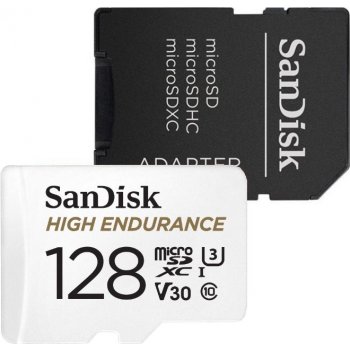SanDisk High Endurance microSDXC UHS-I U3 V30 128 Go + Adaptateur