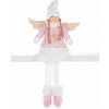 Postavička MagicHome Vianoce, Anjelik s bielou krátkou sukňou, látkový, ružovo-biely, 23x12x59 cm
