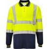 PORTWEST HI-VIS S279 / Funkčná reflexná polokošeľa, dl. rukáv - HV žltá/námorná modrá M