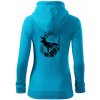 Jeleň v lese krivky - Mikina dámska trendy zipper s kapucňou - L ( Svetlý tyrkys )