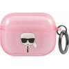 Karl Lagerfeld Case Karl Lagerfeld KLAPUKHGP Apple AirPods Pro kryt růžový/růžový Glitter Karl`s Head