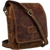 Hnedá pánska kožená taška cez rameno Peterson s klopou a praktickým vnútrom