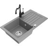 Mexen Pablo, granitový drez 752x436x161 mm, 1-komorový a drezová batéria Carla, šedá, 6510-71-670700-70
