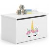 Truhlica na hračky Daria biela s potlačou Roh jednorožca