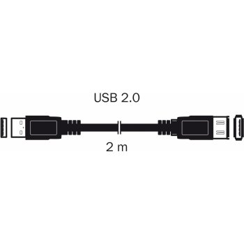 Kábel USB 2.0 A/A Predlžovací 2m