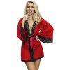 Subblime Transparent Fabric Robe with Lace Detail Red
