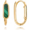 MINET Elegantní zlaté náušnice se zeleným malachitem Au 585/1000