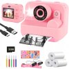 Ružový digitálny fotoaparát 48 Mpx pre deti s hrami a 32 GB kartou