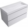 CERANO - Kúpeľňová skrinka Carole - biela matná + umývadlo z lit. mramoru Vita - biela lesklá - 100x58x46 cm