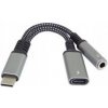 PremiumCord Redukce USB-C /3,5mm jack s DAC chipem + USB-C pro nabíjení 13cm 8592220022891