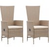 Vonkajšie stoličky 2 ks s podložkami béžové polyratanové