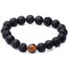 Nefertitis Lávový kameň náramok s tigrím okom 10 mm NF26029 - obvod cca 17 až 22 cm