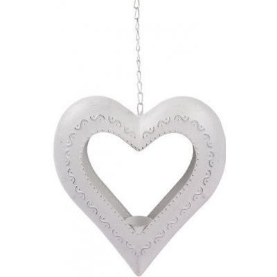 Závesná kovová dekorácia na čajovoú sviečku Srdce, 27 x 68 x 5 cm