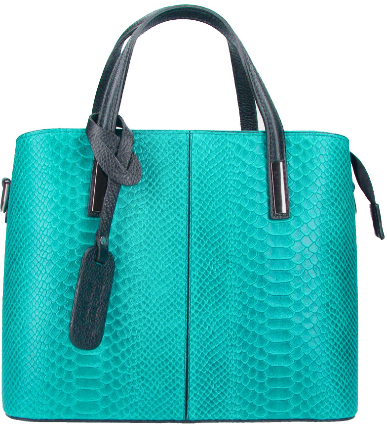 Borsa in Pelle Borse in Pelle kožená dámska kabelka do ruky v kroko designu Merle tyrkysovo modrá