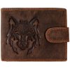 Wild Luxusná pánska peňaženka s prackou - Vlk - hnedá