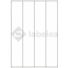 Labelea Samolepiace etikety 52,5x297 mm biele papierové, na hárku A4, pre laserovú a atramentovú tlač, Farba etikiet Biela, Počet hárkov v balení 100 EPY052297W004S