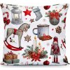 123 Obrusy Vianočná obliečka Zimná rozprávka – biely motív s koníkom, sviečkami a dekoráciami 40x40 cm