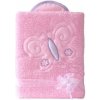 MAMO-TATO Obojstranná chlpáčková dečka s vyšívkou 75 x 90 cm, Motýlik, ružová