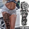 REBELULU Vodeodolné dočasné tetovačky pre ženy Dočasné tetovanie Lion Hodiny Indian Owl Sword Woman Body Art Arm Fake Tattoo Men Women
