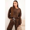 Legínovo Dámsky oversized viskózový komplet s praným efektom hnedý Farba: Hnedá, Veľkosť: UNI