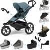 Set 10v1 Thule Urban Glide 3 Mid blue s magnetickou sponou + madlo + vanička Black + pláštenky a moskytiéry Thule + Autosedačka Thule Maple Faded Khaki s ISOFIX základňou Thule Alfi a adaptérmi