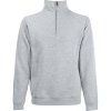 Fruit of the Loom Mikina Classic Zip-Neck Sweat s 1/4 zipem COT-16211461001 S Melír šedá