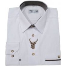 Košeľa Luko poľovnícka biela s výšivkou jeleňa
