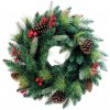 Veniec MagicHome Vianoce, Berry, prírodný, s čečinou a šiškami, 45 cm