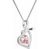 Evolution Group Strieborný náhrdelník so Swarovski kryštálmi srdce ružové 32071.3, darčekové balenie